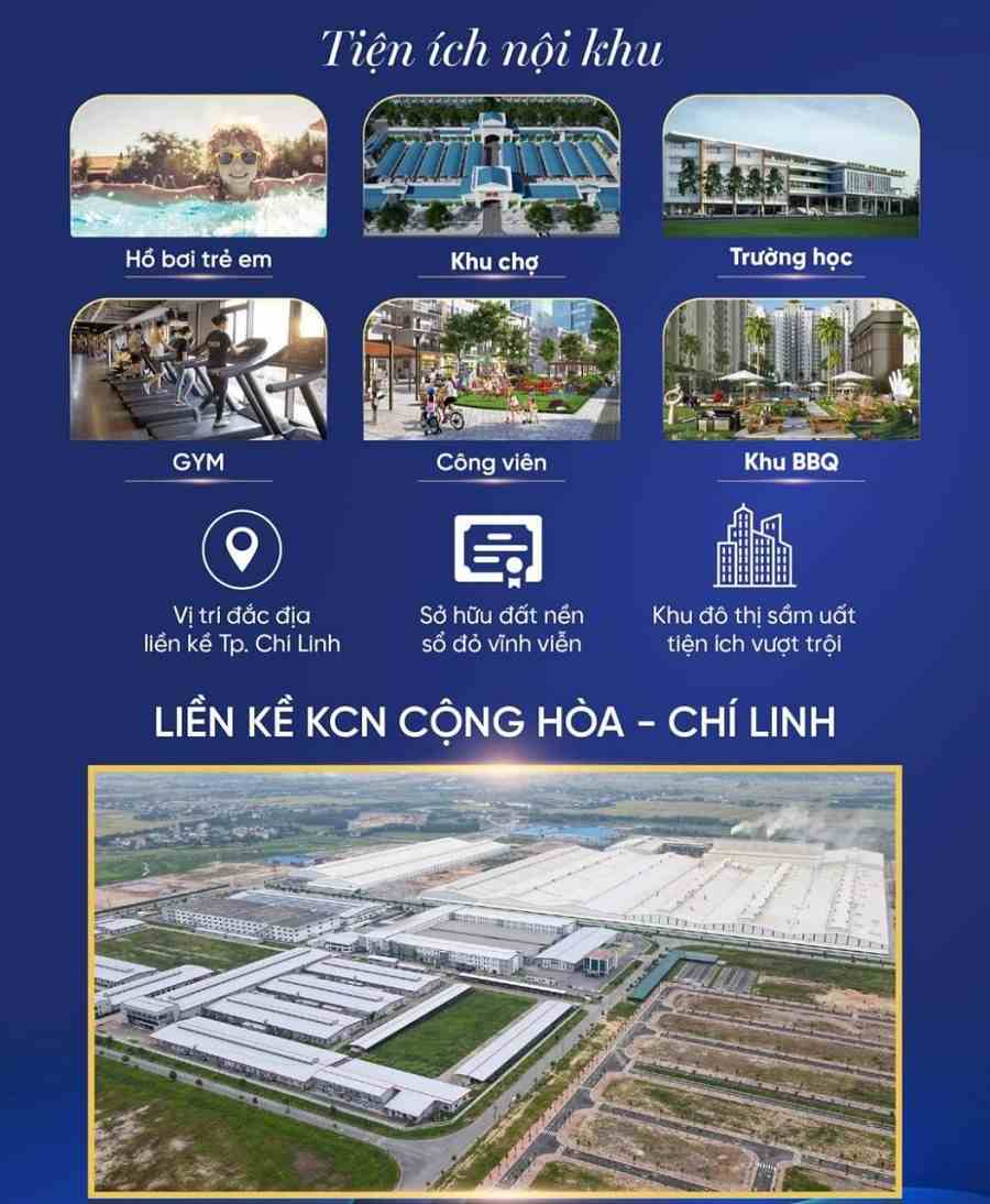 Tiện ích có mặt tại KĐT Phía Đông thành phố Chí Linh rất đa dạng